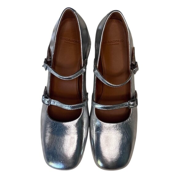 Vagabond Shoemakers Adison Double-Buckle Metallic Leather Pumps Size EU 37, US 6 - Picture 10 of 12